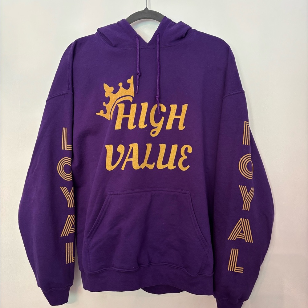 Purple Hoodie with Gold Print